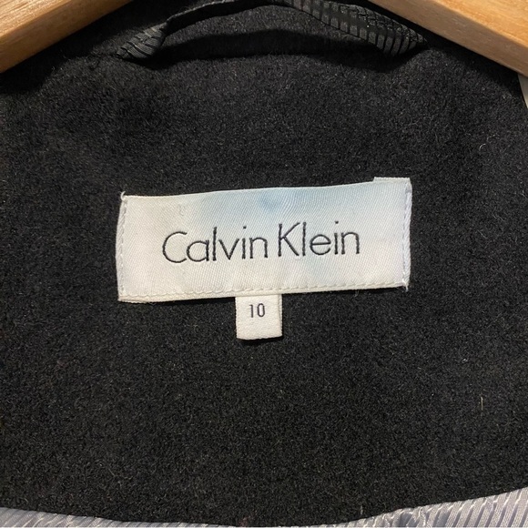 Calvin Klein Black Wool Coat Tailored Midi Trench Old Money Womens 10 Medium - Picture 14 of 14